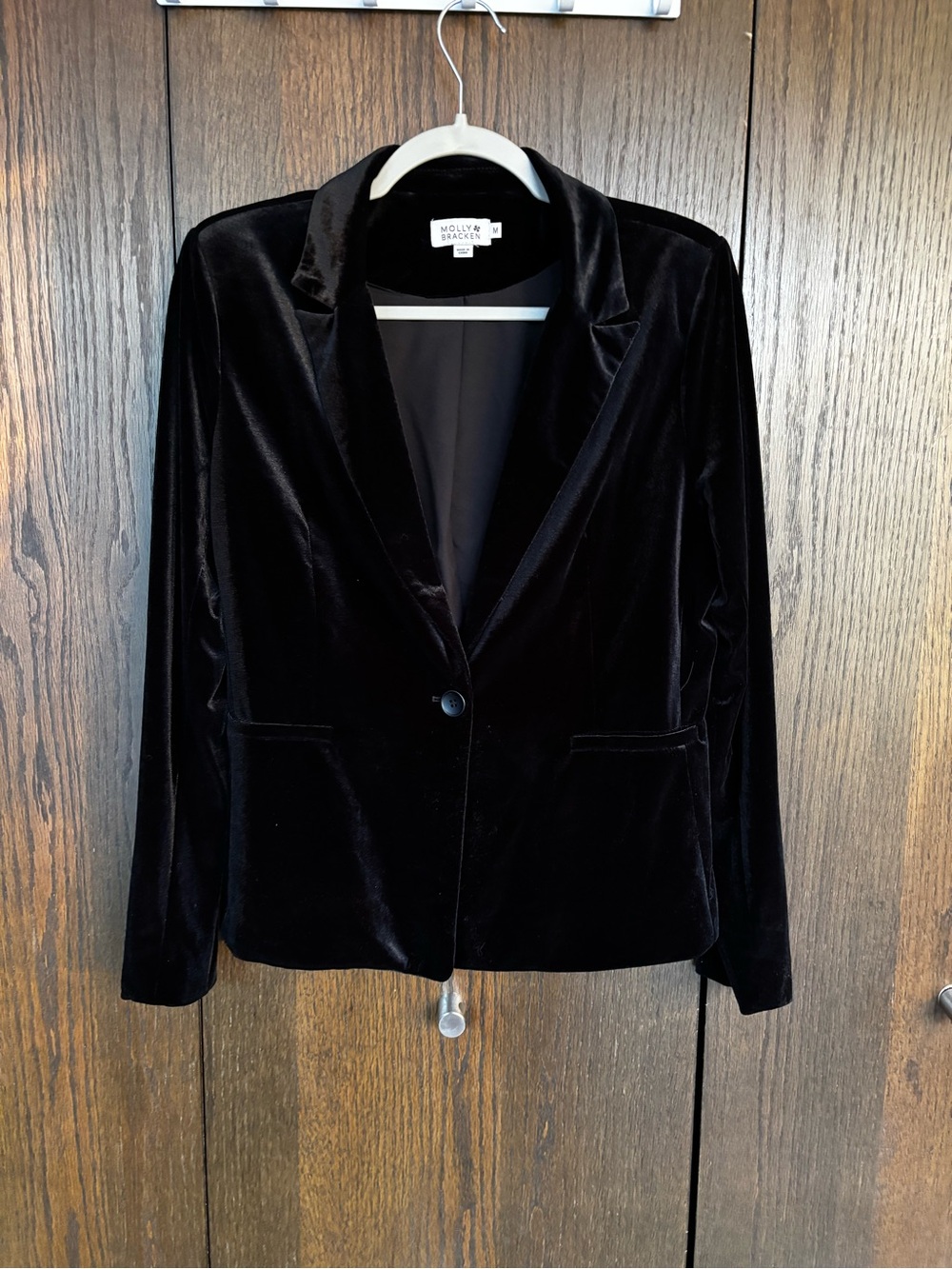 Molly Bracken Black Velvet Single-Button Blazer